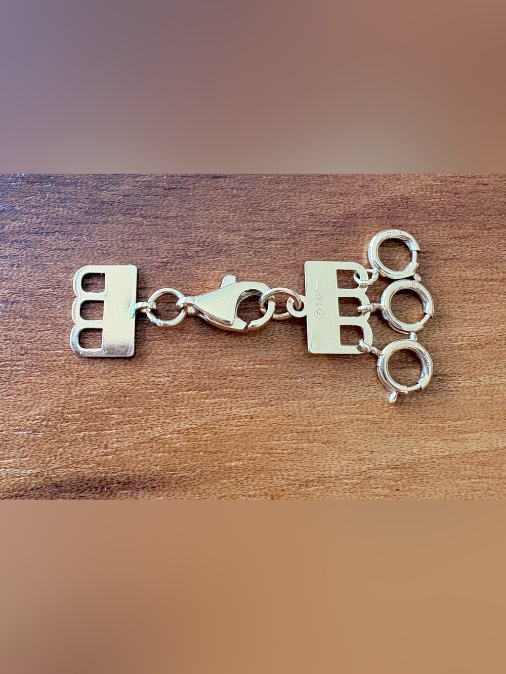 14K Italian Gold Triple Layering Clasp Necklace Separator Connector